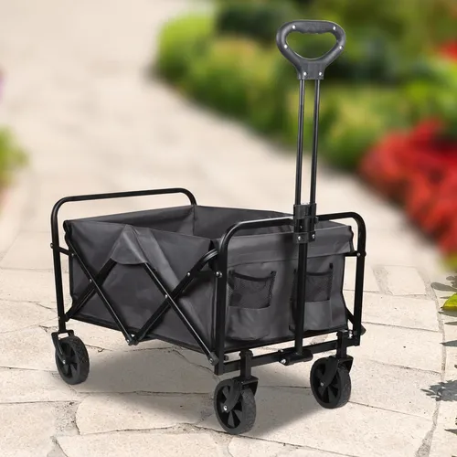 Faltbarer Bollerwagen mit Teleskopgriff – 80 kg Traglast, grau