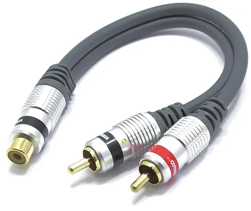 VITALCO Cinch auf 2x Cinch Audio Y Splitter Adapter 1 Chinch Buchse zu Zwei RCA Stecker Subwoofer koax Y kabel Verteiler