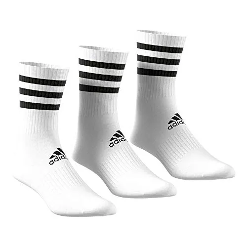 adidas 3 Paar 3-Streifen Cushion Crew Socken, White, M in weiß von adidas