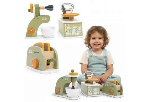 Mamabrum Spielküche Holz Küchen Set mit Mixer, Toaster und Waage