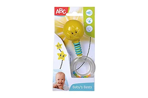 Simba 104010060 – ABC strahlende Light Up Rassel, leuchtet auf beim Schütteln, 14cm, Babyspielzeug, Babyrassel, Erstausstattung, ab 3 Monaten