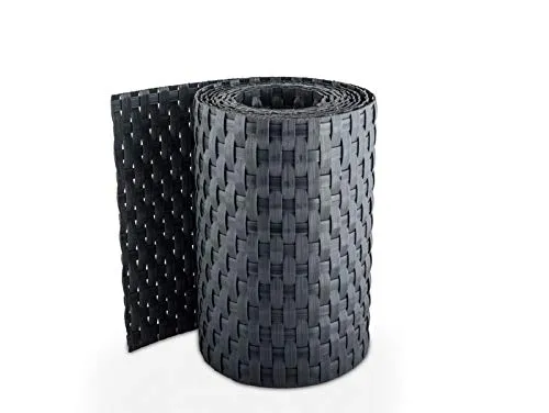 Mayaadi Home Sichtschutzstreifen Polyrattan Rolle Rattan Zaunfolie Sichtschutz Zaunblende Garten Mattenzaun Balkon Matte Einstabmattenzaun Länge 2,55 Meter Höhe 19 cm Anthrazit 1 Stück