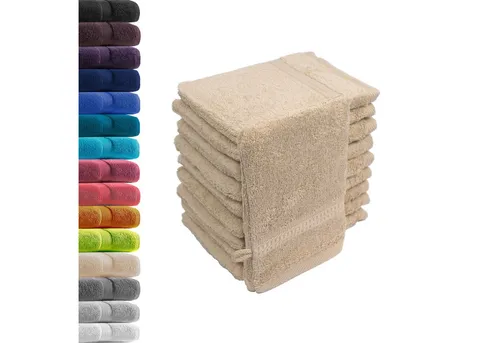 Hometex Premium Textiles Waschhandschuh in Premium Qualität 500 g/m², Feinster Frottier-Stoff 100% Baumwolle, (10er Set), weich, saugfähig, extra schwer & flauschig - TEST BILD TOP MARKE 2025