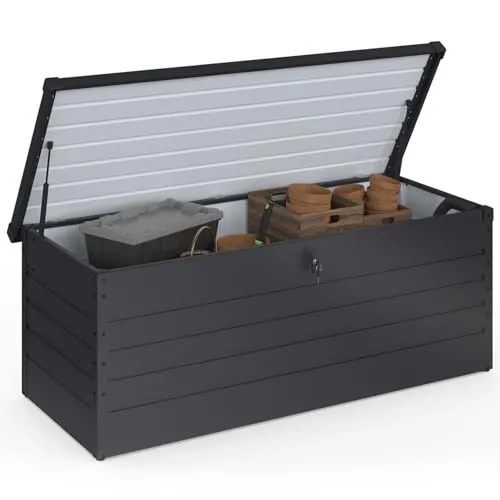 IDMarket Metalltruhe Anthrazitgrau 600L mit Schloss