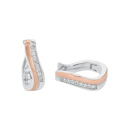 Amor Creolen 925 Sterling Silber Damen Ohrschmuck - Elegante Creolen aus 925 Sterling Silber mit funkelnden Zirkonia, ideal als Geschenk für besondere Anlässe. Kommt in einer Schmuck Geschenk Box.