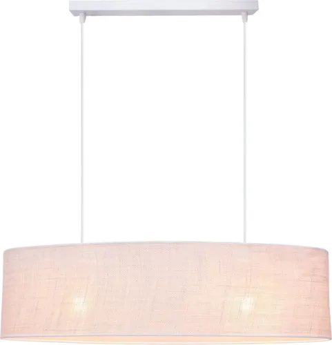 Pendelleuchte Wohnzimmer 2-flammig mit Stoffschirm in Weiß - Moderne Deckenlampe für Wohnzimmer und mehr, mit 70 cm Länge und E27 Fassung für individuelle Lichtgestaltung.