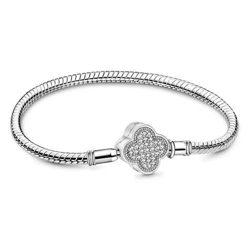 Gnoce Armband Glücksklee GNB115-21 aus Edelstahl/Silber