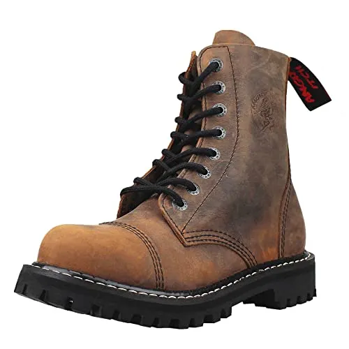 Angry Itch 08-Loch Leder Stiefel Vintage Braun Größe 43 von Angry Itch
