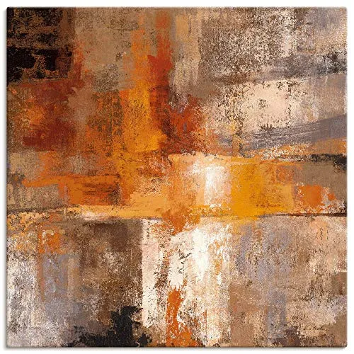 ARTLAND Wanddeko Leinwand Bilder Wandbild 100x100 cm Abstrakte Kunst Rost Malerei Modern Abstrakt Kreativ B2CG