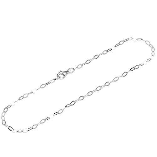 NKlaus Fusskette 925 Sterling Silber 26cm Ankerkette Damen Fusskettchen Rombus flach 12787