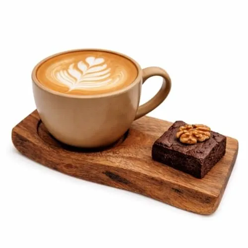 Serviertablett, kleines Kaffeebrettchen aus Holz für Kaffeebecher, Latte Macchiato Gläser und Teegläser - 22 cm groß