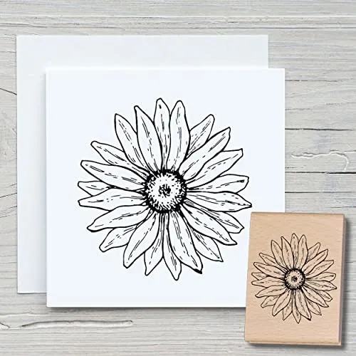 NEWSTAMPS Stempel Echinacea Blüte Motivstempel aus Holz & Gummi zum Karten basteln, Holzstempel, Blumen, Pflanzen, Floral, Wiese, Gräser, Scrapbook, Textilstempel, Deko, Kinder