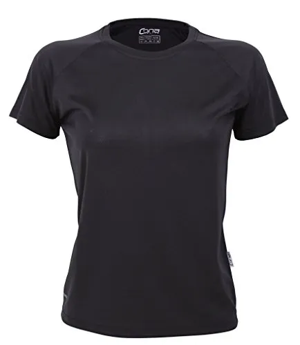 Cona Damen Basic Funktions - Sport T-Shirt Größen (Black, L/40)