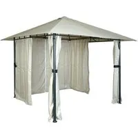 BERLINLODGE Pergola Creme-Beige 255x300x300cm mit Seitenwand - Moderne Pergola für Ihren Garten, bietet Schatten und Stil. Mit robustem pulverbeschichtetem Stahlrahmen und wasserabweisendem Bezug aus Polyester. Ideal für entspannte Stunden im Freien.