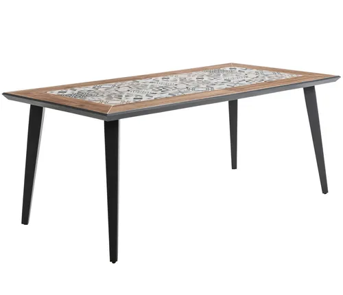 Dehner Gartentisch Lissabon – 6 Sitzplätze, Aluminium/Keramik mit Mosaik