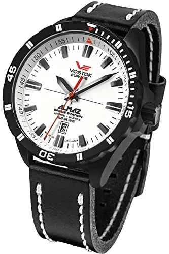 Vostok Europe Herren Analog Automatik Uhr NH35-320C680 - Armbanduhren für Herren mit 47mm Edelstahlgehäuse, 200m Wasserresistenz und elegantem schwarzen Lederarmband – ideal für Abenteuer und den Alltag.