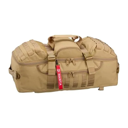 Hanta Aneto - große, universelle Reisetasche - 2 in 1: nutzbar als Tragetasche oder Rucksack - taktische Ausrüstungstasche ideal für Alltag, Sport, Camping, Einsatz - 65L Volumen - coyote