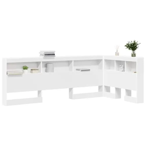 vidaXL Stauraum-Kopfteil mit Regal Weiß 90 cm