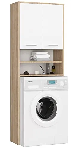 AKORD Hängender Waschmaschinenschrank | Waschmaschinenüberschrank B64 x H180 x T30 cm