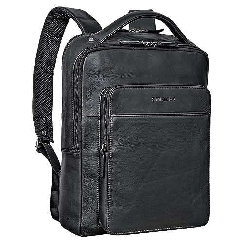 STILORD 'Nicky' Laptoprucksack 13 Zoll aus Echtleder - Laptop-Rucksack aus 100% Echtleder für Damen und Herren, ideal für Business und Reisen. Mit Trolley-Aufstecksystem und viel Stauraum für Laptop und Aktenordner - stilvoll und praktisch!