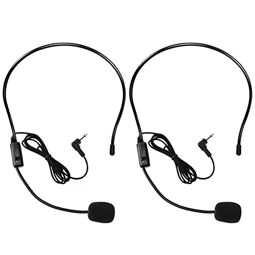 VOVIGGOL Mikrofon Headset 2st, Flexibler Kabelgebundener Galgen für Sprachverstärker, 3.5 mm Klinkenstecker, Headset Mikrofon für Singen, Sprechen, Lehrer, Präsentationen, Senioren und mehr