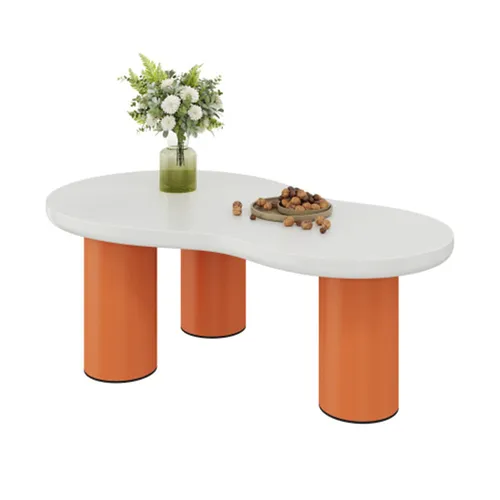 Eleganter Couchtisch mit MDF-Oberfläche und PVC-Beinen - Moderner Couchtisch in Weiß mit stabilen, zylindrischen Beinen. Die abgerundeten Kanten sorgen für Sicherheit und Stil. Perfekt für verschiedene Einrichtungsstile und als Einzelstück oder im Set erhältlich.