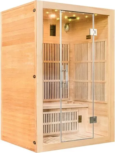 HAF Infrarotkabine Kaisa | 135 x 105 x 190 cm für 2 Personen | Infrarotsauna | Saunakabine | Wärmekabine aus hochwertigem kanadischem Hemlockholz