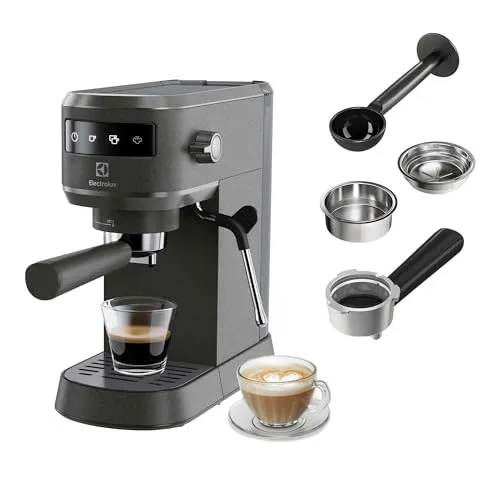 Electrolux Explore 6 E6EC1-6BST Espressomaschine - Schwarz, Thermoblock-Technologie für perfekten Geschmack und herausnehmbarer Milchaufschäumer für professionelle Ergebnisse
