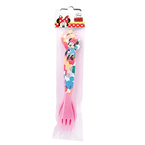 Stor Disney Minnie Mouse Kinderbesteck – Löffel & Gabel rosa 13 cm – BPA-frei & wiederverwendbar – Kunststoff Besteck für Kinder – Babylöffel – Kleinkind Besteck Set – 2-teilig