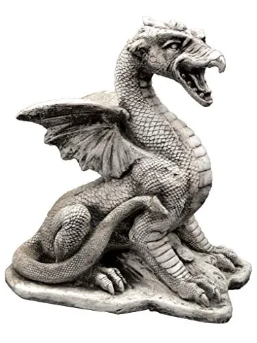 Gartenfigur Sagenhafter Drache, H. 33 cm, Frostsicher in grau von gartendekoparadies