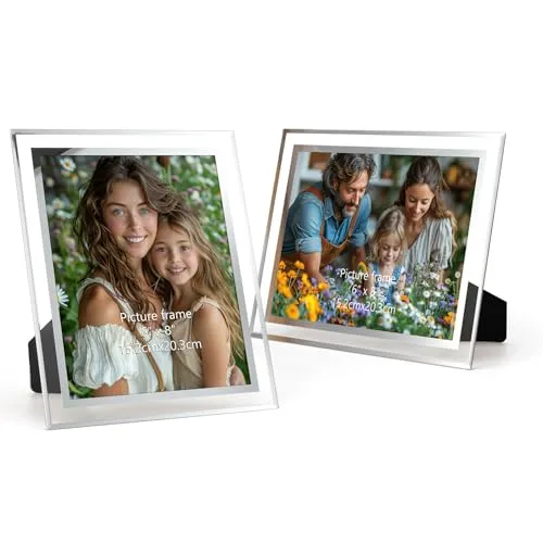 PETAFLOP Bilderrahmen 15x20, Bilderrahmen Glas 2er-Set für Hochzeiten, Häuser, Büros