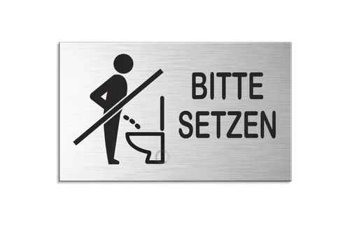 Produktbild Schild Bitte setzen Nicht im Stehen pinkeln 6x10 cm selbstklebend