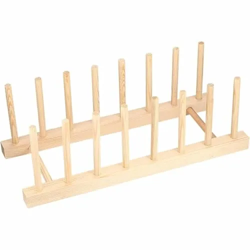 Zbssny Holz Abtropfgestell, Tellerhalter 7 Slots für Teller Gläser Bücher Küchenorganizer Schneidebrett Topfdeckelhalter Schüssel Tassen