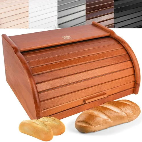 Creative Home Erle Brotkasten Holz - Brotkästen aus natürlichem Buchenholz, der Rolldeckel sorgt für optimale Luftzirkulation und hält Ihr Brot frisch – ideal für jede Küche!