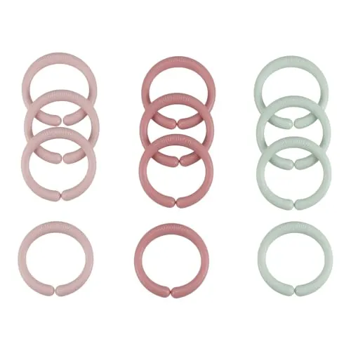 Little Dutch Spielzeugringe Set (12 Spielringe) Kinderwagenkette Kinderwagenanhänger Befestigungsringe - Fairy Garden rosa