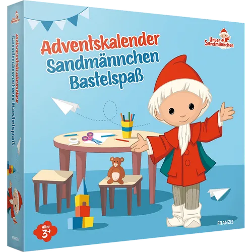 Adventskalender Bastelspaß mit dem Sandmännchen - Adventskalender für kreative Kinder ab 3 Jahren, fördert die Bastel-Fähigkeiten und macht die Vorweihnachtszeit besonders bunt und spannend.