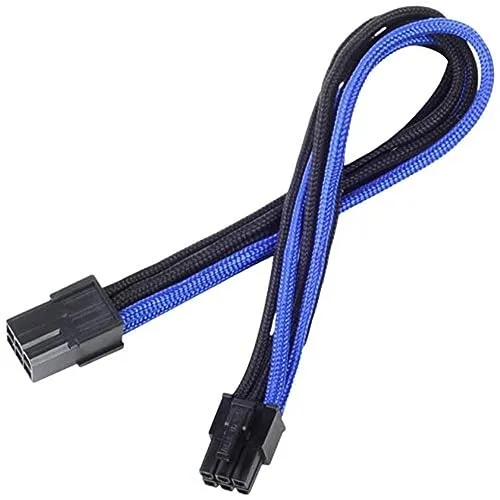 SilverStone SST-PP07-IDE6BA - Netzteil-Verlängerungskable 25cm 6pin auf PCI-E 6pin, schwarz/blau