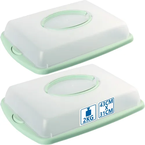 2x Kuchen Transportbox Container Blechkuchen Behälter Box mit Deckel Tragegriff