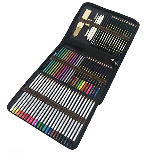 Majoart Farbstifte,Buntstifte Zeichensets,Zeichenstifte Malset Skizzierstifte Set Bleistifte für Skizzieren und Zeichnen Profi Art Set und Kit Bag 72 Stück,Set für Malbücher für Erwachsene