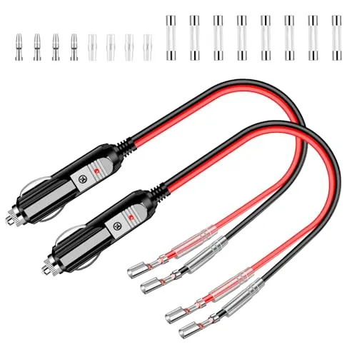 Range Tour Auto Zigarettenanzünder Stecker 2 Stück, 12V/24V Autostecker Universalstecker mit 10A/15A Sicherung 16AWG KFZ Zigarettenanzünder Verlängerungskabel für Kühlbox LKW Fahrzeuge