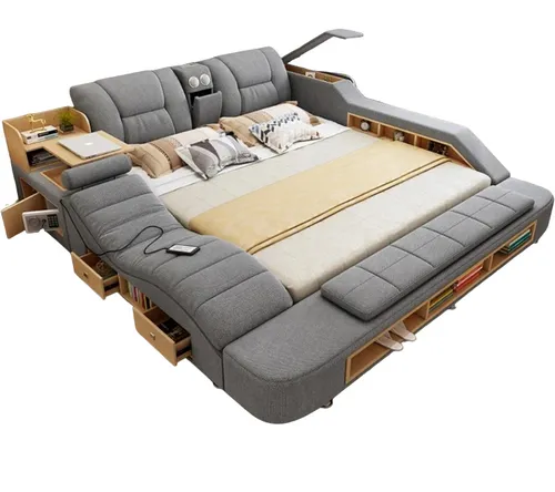 Design Textil Bett mit Bluetooth Boxen