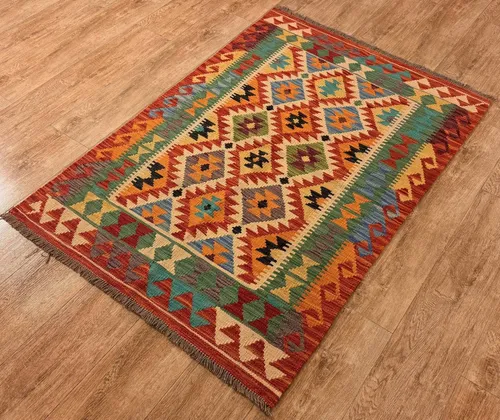 Rug Studios Teppich KELIM ORIGINAL HANDGEARBEITET, Rechteckig, Höhe: 5 mm, Handgefertigt, 103 x 150 cm, Multi