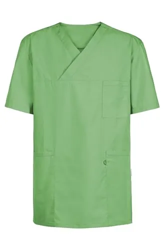 GREIFF Care 5007 Kasack Damen und Herren - Kurzarm mit V-Ausschnitt - Brusttasche mit Stiftfach und 2 Seitentaschen inkl. Keyloop - Regular Fit - Ideal für Medizin und Pflege - Lindgrün - XXL