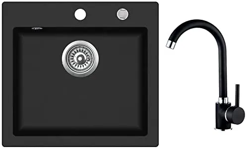 Rein Schwarz LINDBERGH® Granit Spüle mit Armatur
