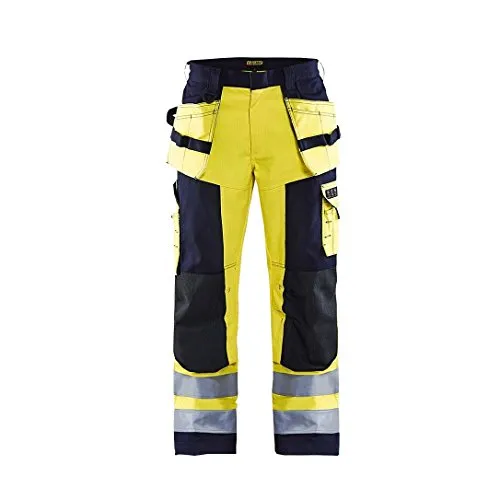 Blakläder Multinorm Handwerker Bundhose 1579 1514 in Gelb/Marineblau - Größe 46 - Robuste Multinorm Handwerker Bundhose für extreme Bedingungen. Mit verstärkten Kniepolstertaschen, Nageltaschen und flammhemmenden Reflexstreifen. Ideal für den professionellen Einsatz und zertifiziert nach EN ISO 20471.