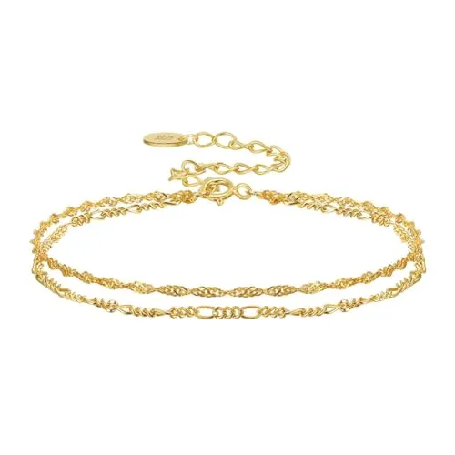 Suzan Gold® Vergoldetes 925 Silber Armband für Damen | Zweireihiger Schmuck TwistGlow mit glänzender Optik | Stilvoll, hautfreundlich & wasserfest | Schöne Geschenkidee für Frauen