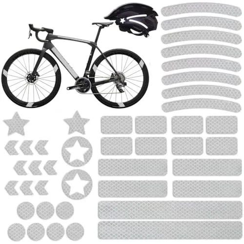 Tsathoggua 42 Stück Fahrrad Felgen Aufkleber, Fahrrad Reflektoren Aufkleber Set, Reflektoren Fahrrad Sticker mit Verschiedenen Formen, Leuchtaufkleber für Fahrrad, Motorräder, Kinderwagen und mehr