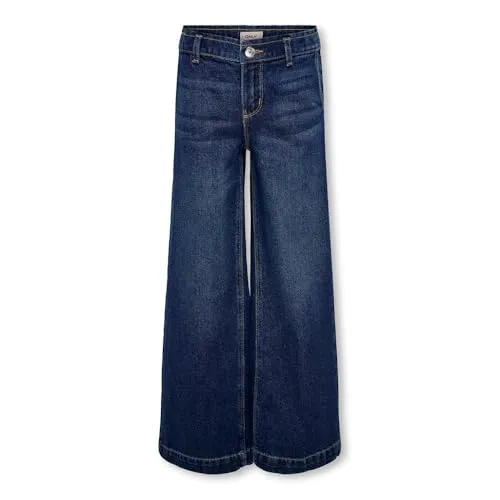 KIDS ONLY Mädchen Kogcomet Wide DNM PIM Noos Hose, Dark Blue Denim - Mädchen-Jeanshosen mit Gürtelschlaufen und Gesäßtaschen, perfekt für Arbeit und Freizeit, bequem und stylisch.