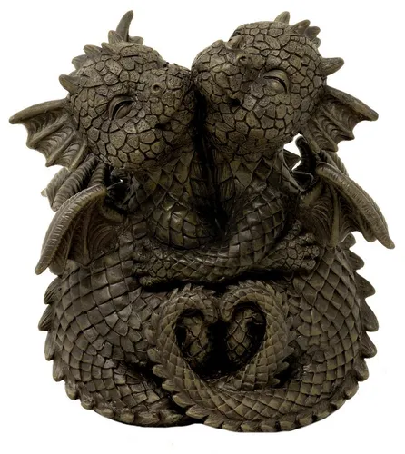 MystiCalls Dekofigur Glücksdrache - Handbemalte Gartenfigur für Fantasy-Liebhaber - Dekofiguren: Detaillierte, handbemalte Glücksdrache-Figur, Höhe ca. 13,50 cm, aus Polyresin, ein echter Blickfang für Ihr Zuhause.