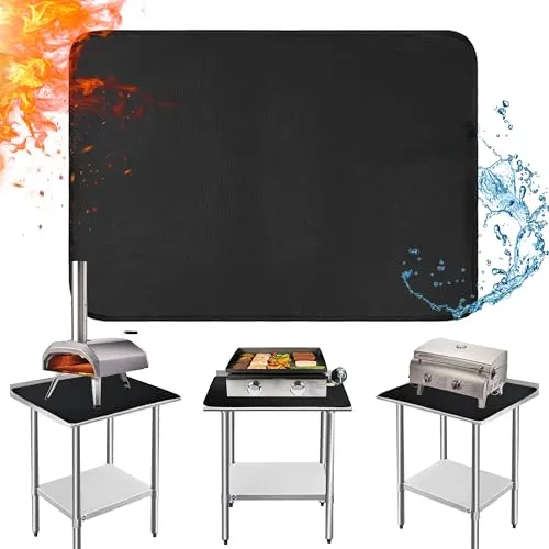 Khongoo Feuerfeste Unterlage, Hitzeschutzmatte für Grill, 40x60 cm, Schwarz | Feuerfeste Matte für Holzkohle- und Gasgrill, hitzebeständige Unterlage, schont Außentische, ölfest und leicht zu reinigen